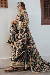 Mohsin Naveed Ranjha Black Full Embroidered & Hand work Organza Dress 3 Piece Unstitched