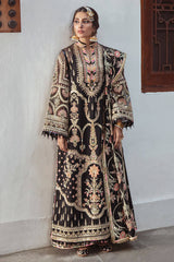 Mohsin Naveed Ranjha Black Full Embroidered & Hand work Organza Dress 3 Piece Unstitched