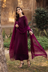 Azure Luxury Chiffon Dress GARNET MAJESTY Embroidered 3pcs Unstitched