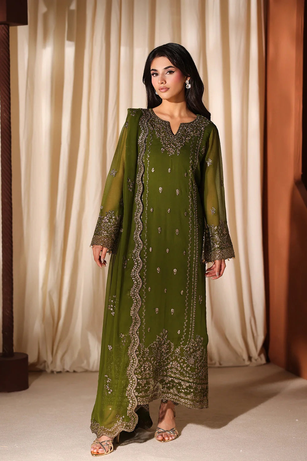 Azure Luxury Chiffon Embroidered 3 Piece Unstitched / Stitched
