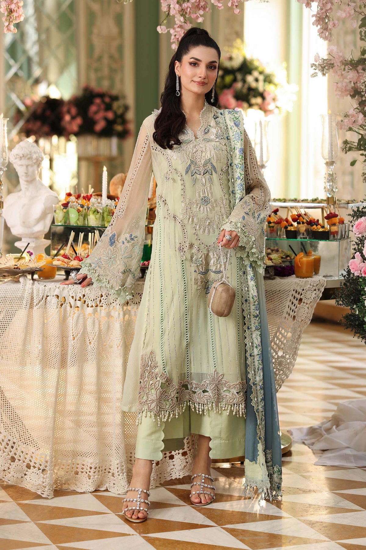 Maria B Embroidered Chiffon Collection 3 Piece Unstitched / Stitched