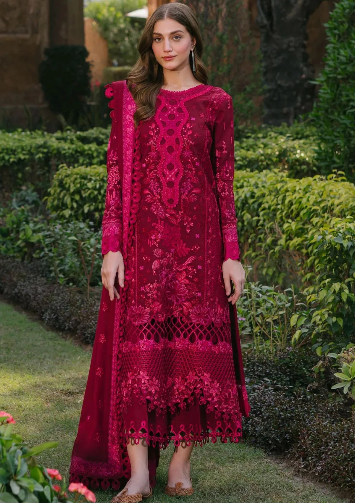 Bin Ilyas Luxury Lawn Embroidered Dress 3Piece Unstithced / Stitched