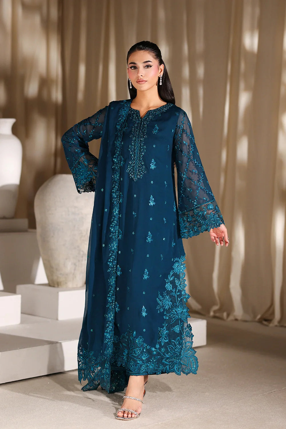 Azure luxury Chiffon Embroidered 3 Piece Unstitched / Stitched