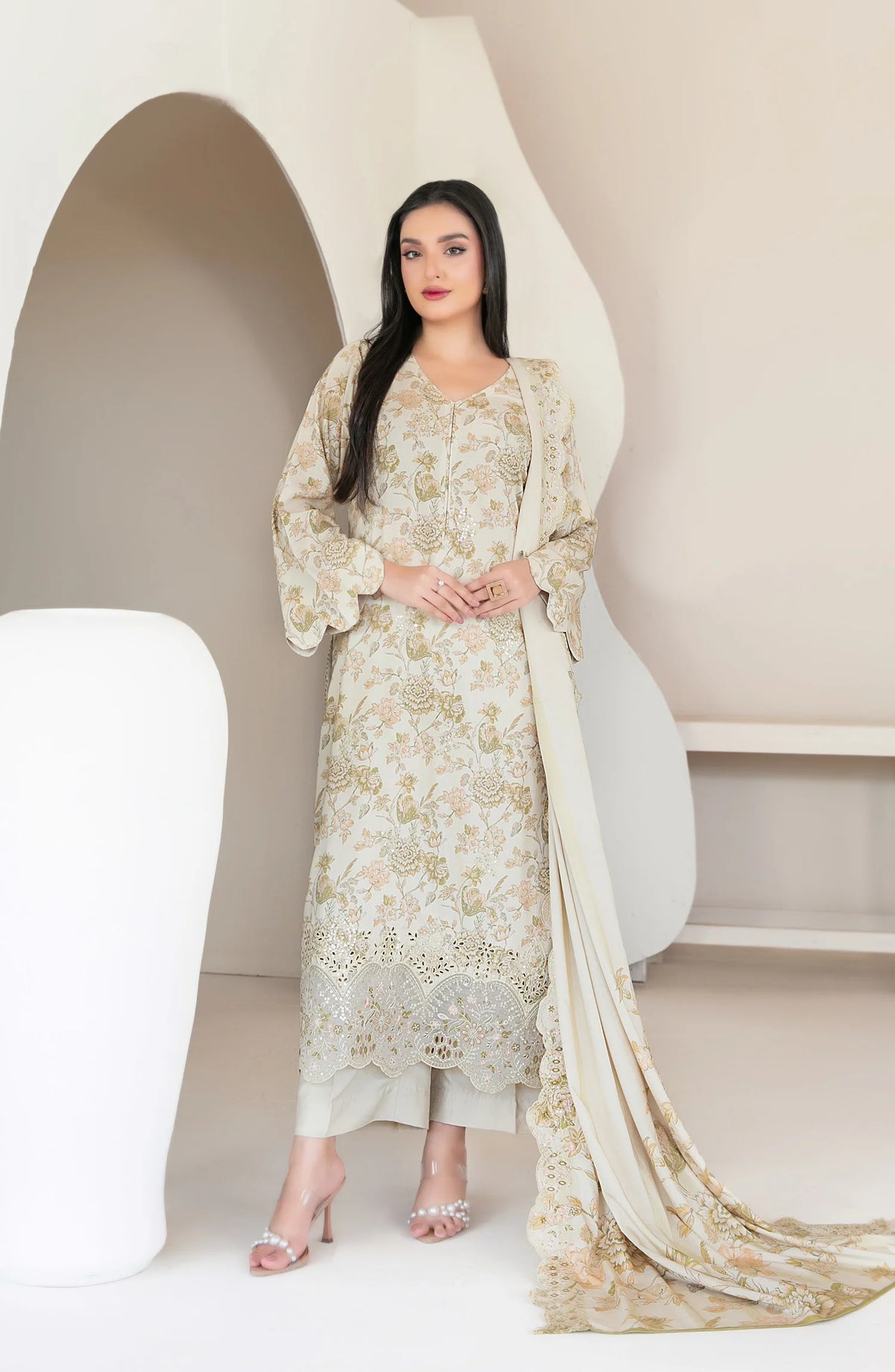 Tawakkal Luxury Lawn Chikan Kari Embroidered 3 Piece Unstitched / Stitched