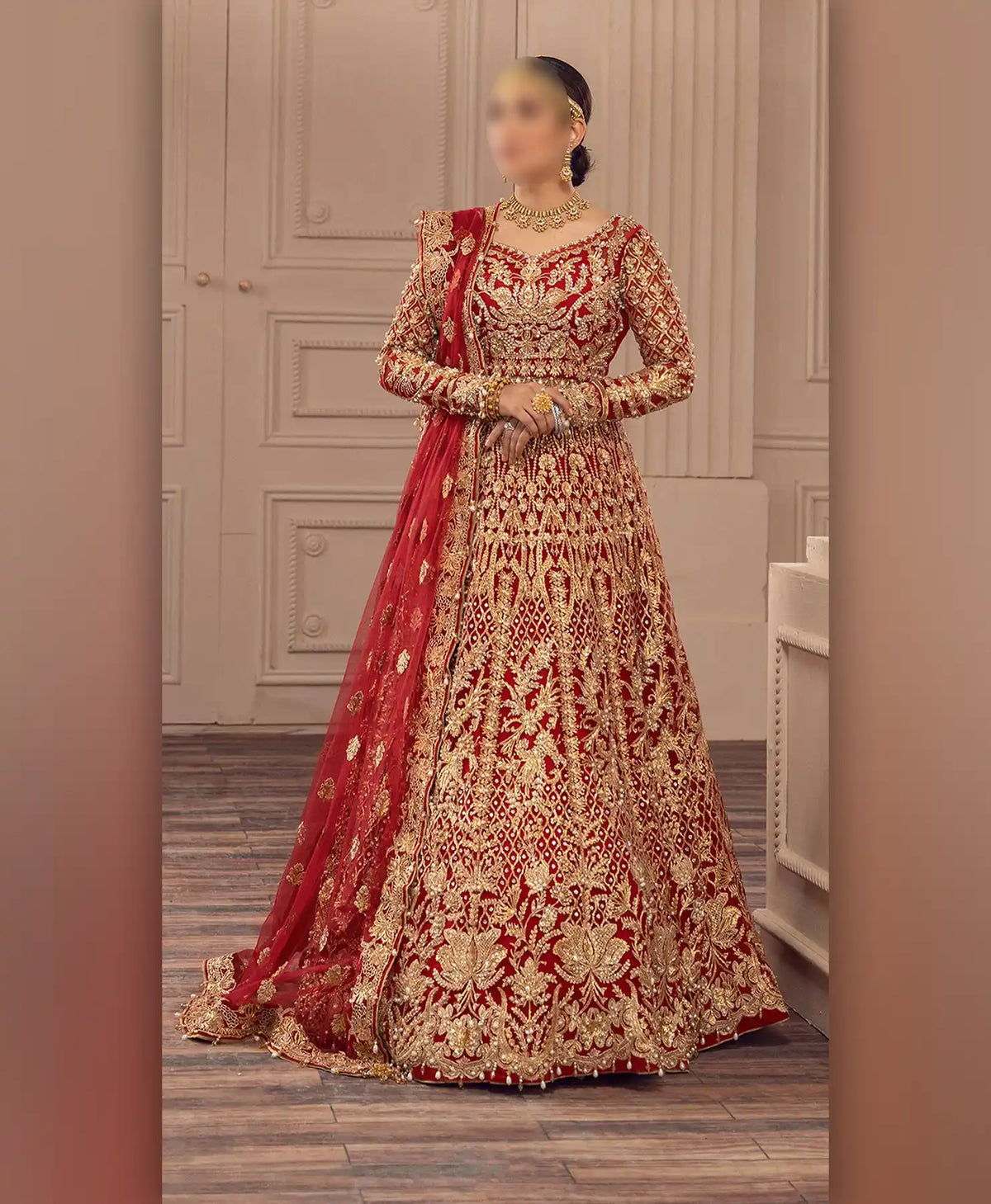 Bridal Luxury Net Maxi Embroidered 3 Piece Unstitched