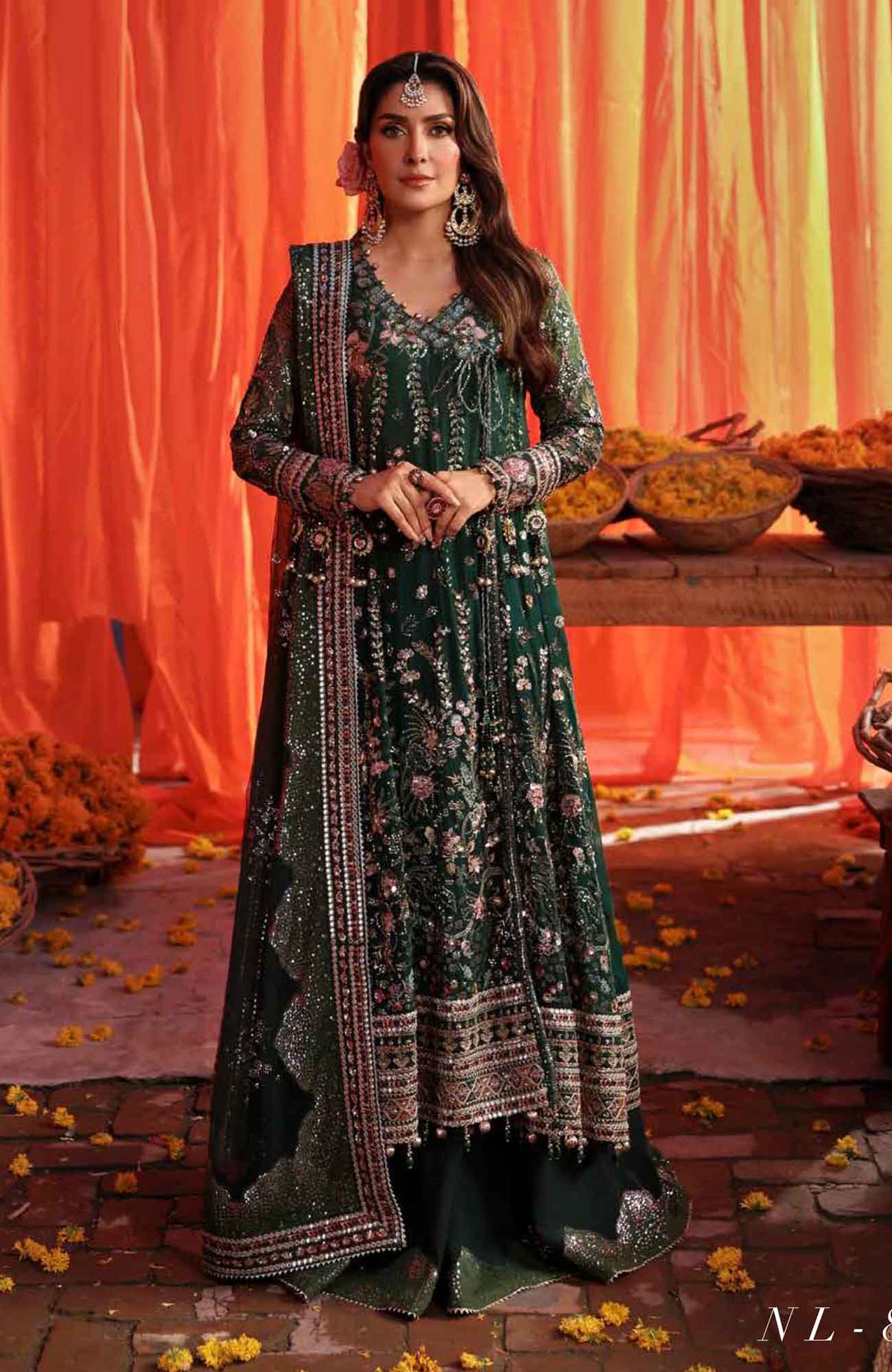 Nureh Jhoomro Hand Embellished Chiffon 3 Piece Unstitched / Stitched