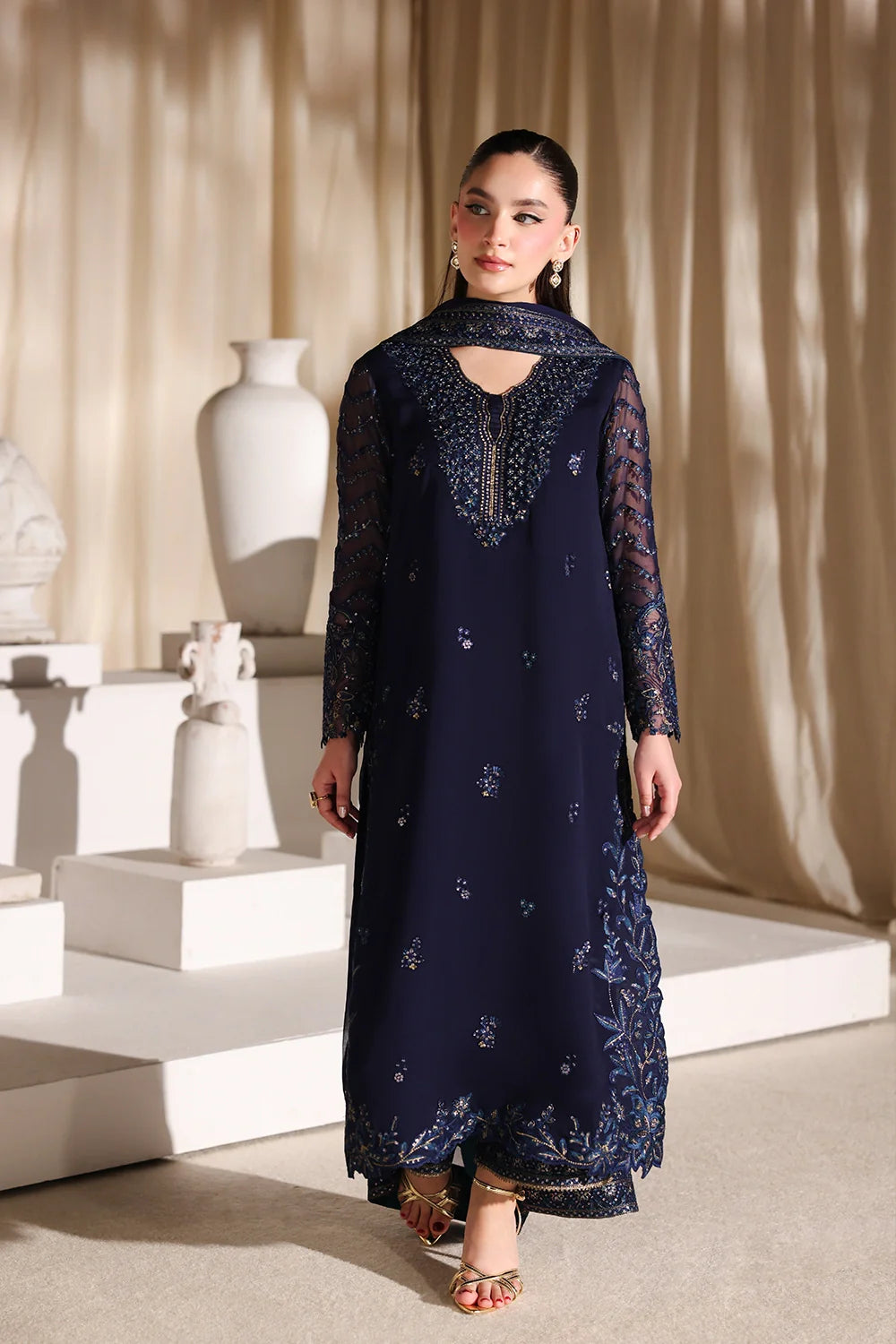 Azure luxury Chiffon Embroidered 3 Piece Unstitched / Stitched