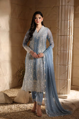Azure Luxury Embroidered Chiffon 3 Piece Unstitched / Stitched