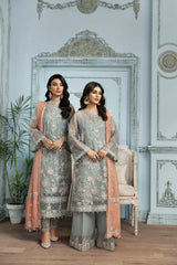 Alizeh Organza Embroidered & Hand Embellished 3 piece Unsitched / Stitched