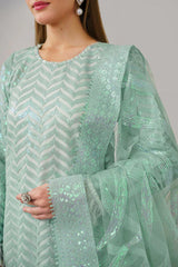 Baroque Luxury Net Embroidered 3 Piece Unstitched / Stitched