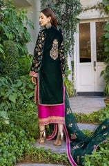 Zainab Chottani Green Embroidered Velvet 3 Piece unstitched