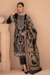 Ramsha Minhal Black Luxury Velvet Dress Embroidered 3 Piece Unstitched