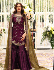 Ayesha Imran Purple Embroidery Luxury Chiffon 3 Piece Unstitched