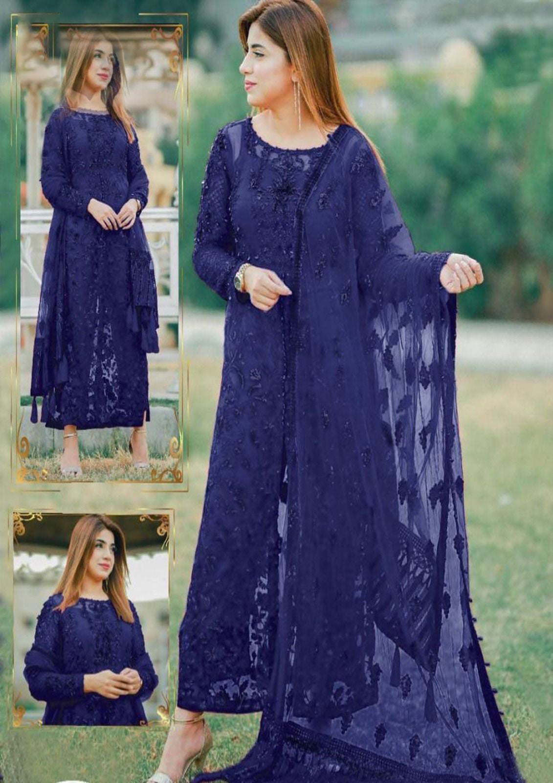 Maryam Hussain Net Embroidered Luxury 3 Piece Unstitched Collection