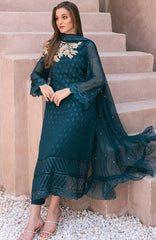 Azure Luxury Chiffon Embroidery 3 Piece Unstitched