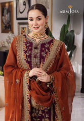 Asim Jofa Luxury Chiffon Embroidered 3 piece Unstitched