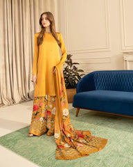 Lulusar Luxury Silk Dress Partywear Emblished Handwork & Digital Printed Suit 3 Piece Unstitched