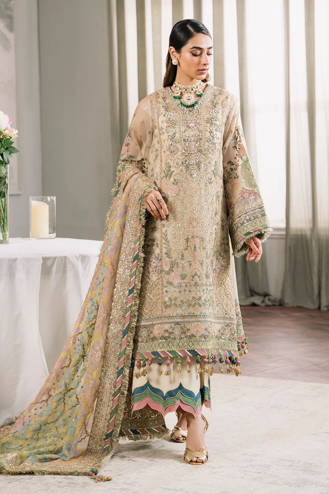 Baroque Luxury Khaadi Net Embroidered 3 Piece Unstitched