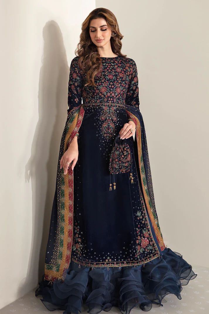 Jazmin Luxury Velvet Dress Wear By Maryam Parvez Embroidered 3 Piece Unstitched - Makhmal Royal Velvet Collection