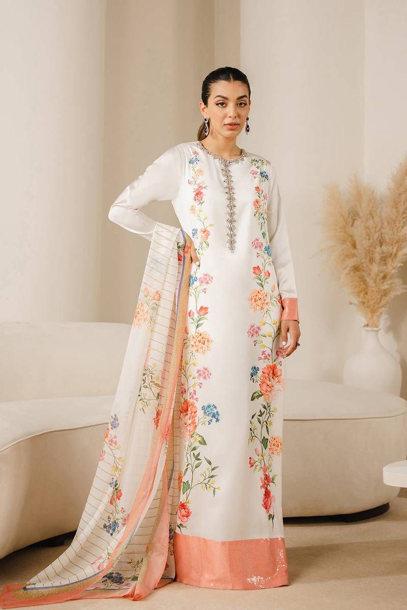 Lulusar Luxury Digital Printed Silk Emblished Handwork 3 Piece Unstitched