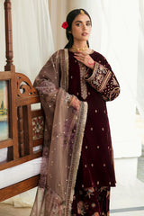 Baroque Luxury Velvet Dress Embroidered 3 Piece Unstitched