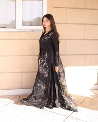 Mushq Black Luxury Silk Dress Embroidered 3 Piece Unstitched