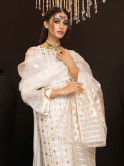 Charizma White Formal Chiffon Collection Handmade Embroidered 3 piece Unstitched