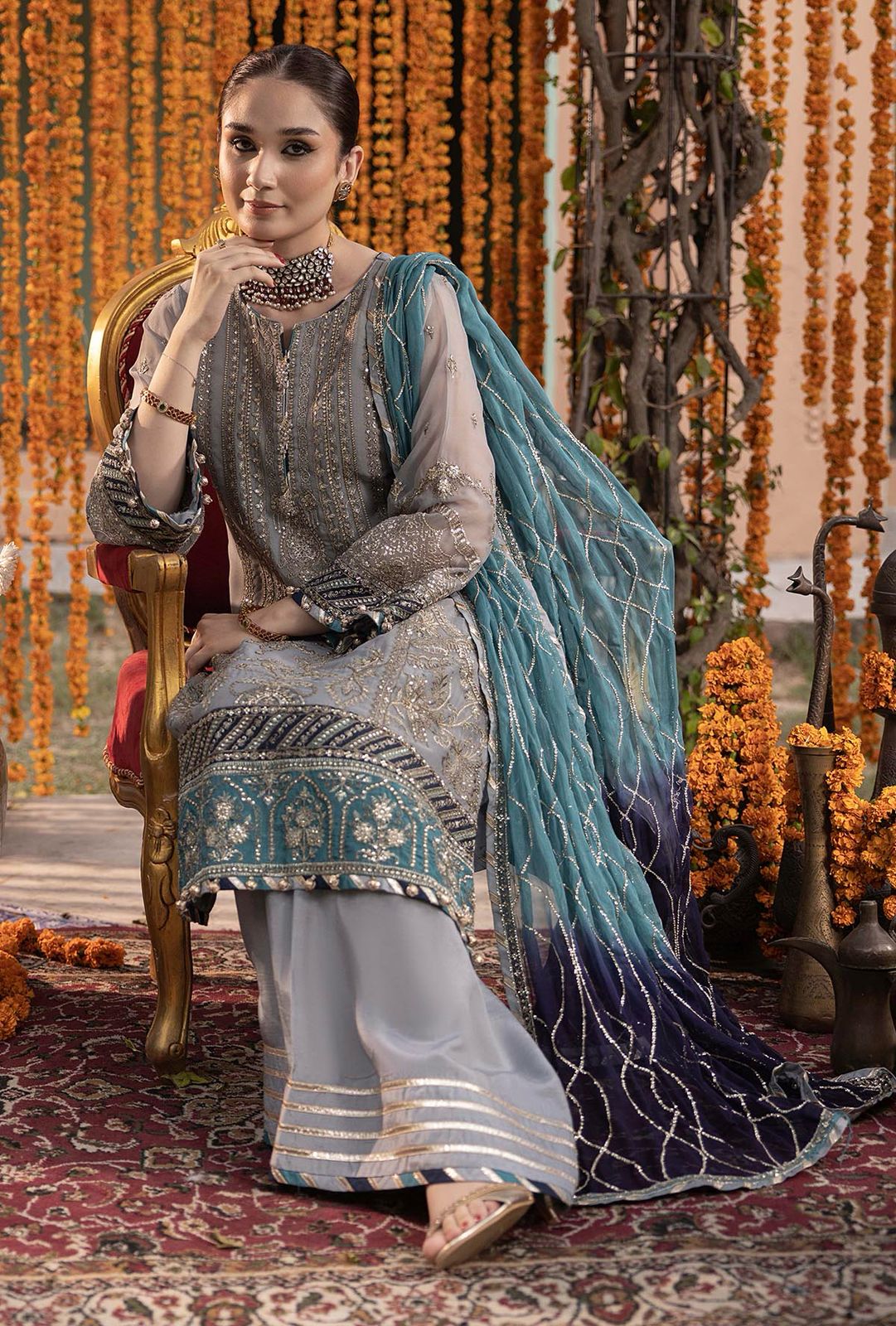 Adan Libas Rang-E-Mehfil Chiffon Festive Collection Embroidered 3 piece Unstitched / Stitched