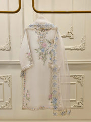 Agha Noor organza Embroidered Formal Collection 3 Piece Unstitch