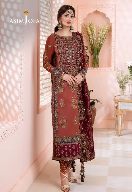 Asim Jofa Embroidered Luxury Chiffon 3 Piece Unstitched