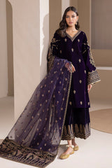 Baroque Luxury 9000 Micro Velvet Dress Embroidered 3 Piece Unstitched