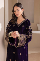 Baroque Luxury 9000 Micro Velvet Dress Embroidered 3 Piece Unstitched