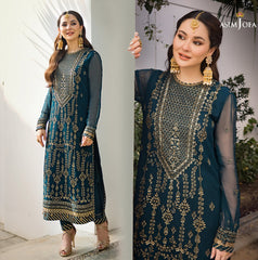 Asim Jofa Embroidered Luxury Chiffon 3 Piece Unstitched