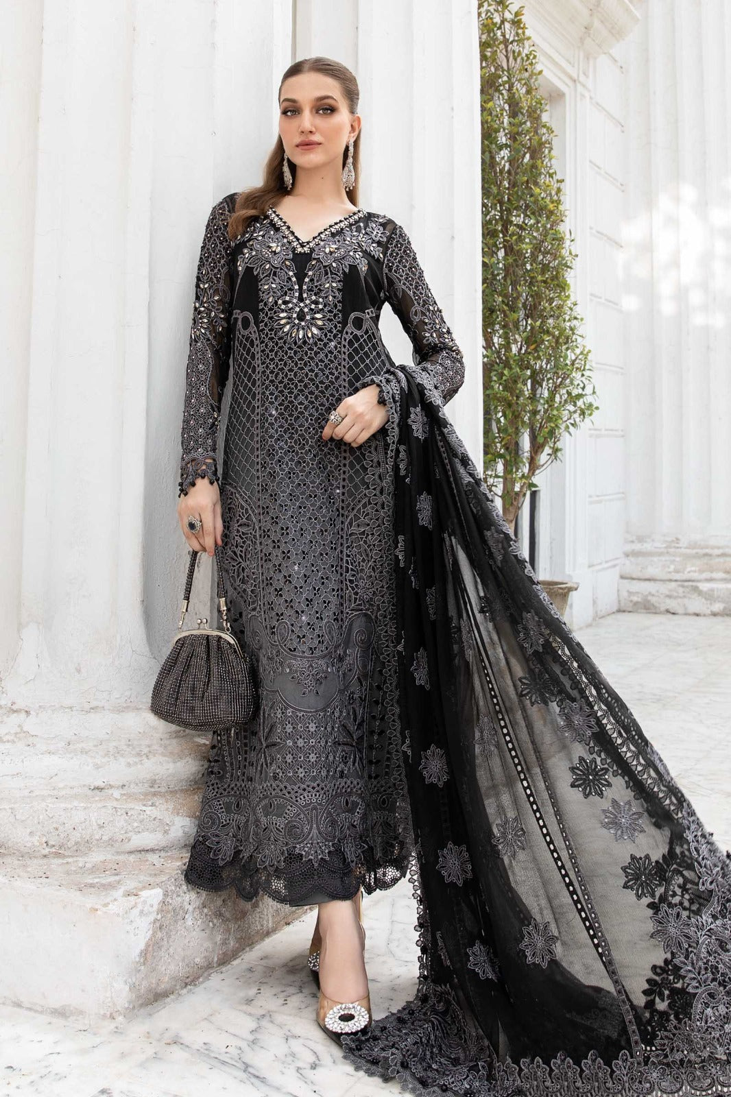Maria B Embroidered Chiffon Formal Collection 3 Piece Unstitched