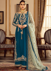 Sara Rohale Asghar Zinc Blue Formal Collection Raw Silk 3 Piece Unstitched