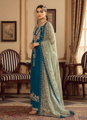 Sara Rohale Asghar Zinc Blue Formal Collection Raw Silk 3 Piece Unstitched