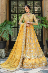 Mariaa B Bridal Mehndi Dress in Angrakha Lehenga Style 3 piece Unstitched
