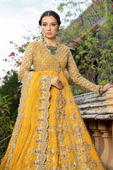 Mariaa B Bridal Mehndi Dress in Angrakha Lehenga Style 3 piece Unstitched