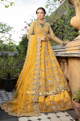 Mariaa B Bridal Mehndi Dress in Angrakha Lehenga Style 3 piece Unstitched