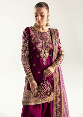 Kanwal Malik Shocking Pink Soft Raw Silk Formal Wear Dress Embroidered 3 Piece Unstitched
