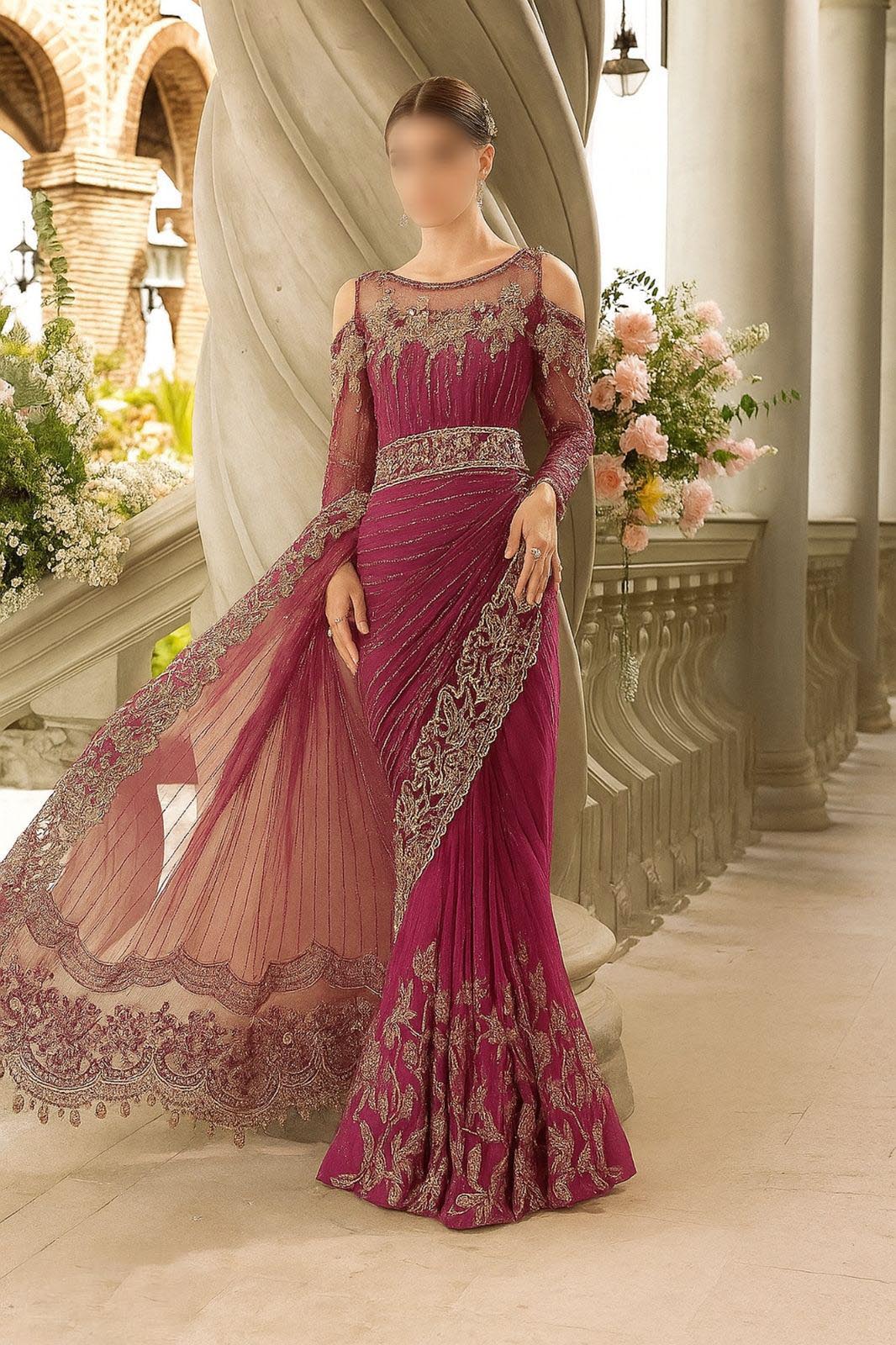 Maria B Luxury Net Hand Work Embroidered Saree Unstitched