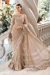 Maria B Luxury Net Skin Hand Work Embroidered Saree Unstitched