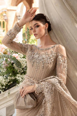Maria B Luxury Net Skin Hand Work Embroidered Saree Unstitched