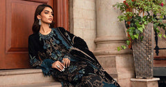 Maria B Luxury Velvet Dress Embroidered 3 Piece Unstitched