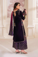 Baroque Luxury 9000 Micro Velvet Hand Work Dress Embroidered 3 Piece Unstitched