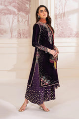 Baroque Luxury 9000 Micro Velvet Hand Work Dress Embroidered 3 Piece Unstitched