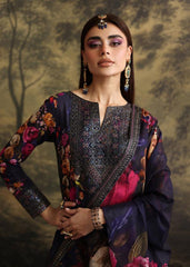 Humjoli Embroidered Dark Blue Luxury lawn 3 Piece Unstitched