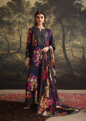 Humjoli Embroidered Dark Blue Luxury lawn 3 Piece Unstitched