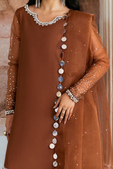 Vanya Brown Formal Collecion Shamoz Silk Embroidery 3piece Unstitched