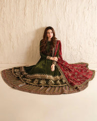 Jazmin Luxury Velvet Dress Embroidered 3 Piece Unstitched - Makhmal Royal Velvet Collection